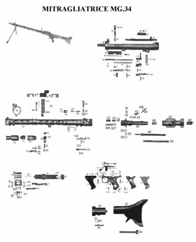 G - PARTI DI RICAMBIO -  - MITRAGLIATRICE MG.34