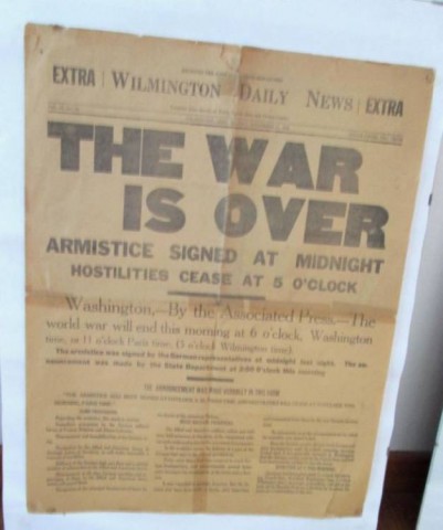 I - MILITARIA STORICA - DOCUMENTI-LIBRI-RIVISTE (DLR) - 1^ PAGINA �Wilmington Daily News�  Annuncio Termine 1^ GM