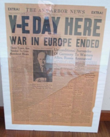 I - MILITARIA STORICA -  - 1^ PAGINA �The Ann Arbor News�  Annuncio Termine 2^ GM