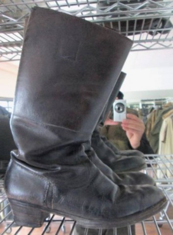 I - MILITARIA STORICA - DIVISE (DI) - WH   STIVALI  CORPO FEMMINILE TRUPPA CUOIO NERO