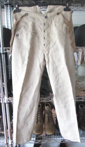 I - MILITARIA STORICA -  - HEER	PANTALONI TRUPPA I GM   DRILLICK NATURALE CON BRETELLE