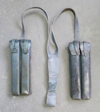 I - MILITARIA STORICA - EQUIPAGGIAMENTO (EQ) - RSI   COPPIA PORTACARICARORI MAB + SPALLACCI IN CUOIO VERDE	PER UFF.