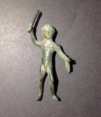  -  - Statuetta in Bronzo di Ercole con Clava e Pelle Leonina.   Antica Roma.   I-II sec. a.C.  (314).