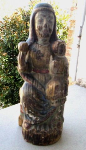 A - ANTIQUARIATO -  - Scultura in Legno �Madonna in trono con Bambino�.  Policroma.  Spagna,  Sec. XV.