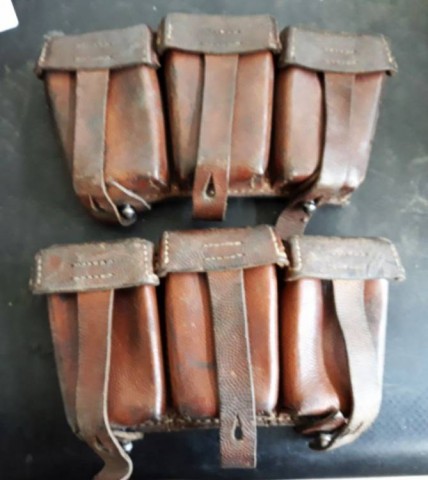 I - MILITARIA STORICA -  - WH   COPPIA GIBERNE Triple x K98k   Cuoio Marrone  (1)