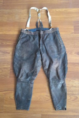 I - MILITARIA STORICA - DIVISE (DI) - KM-LW	   PANTALONI PELLE GRIGIA  UFF. U-BOOT / PILOTA .