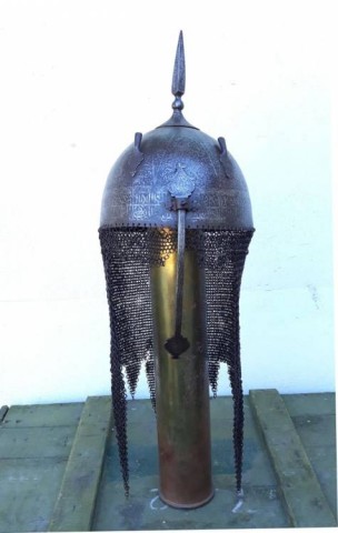 C - ARMI ANTICHE - ELMI (EL) - ELMO  KULAH KHUD CON CAMAGLIO E FALSATA  SEC.XVIII.