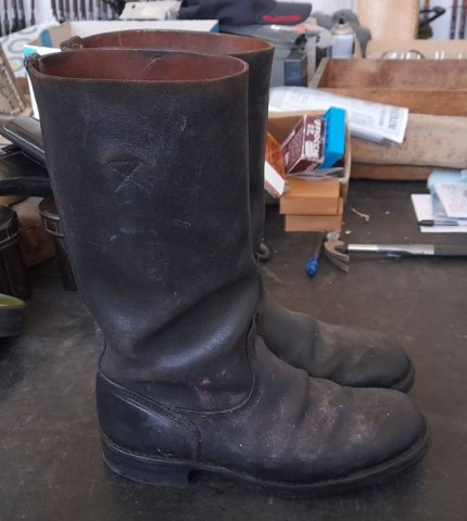 I - MILITARIA STORICA - DIVISE (DI) - WH-SS	STIVALI TRUPPA (CARRISTI)  CUOIO NERO TAGLIA  43.