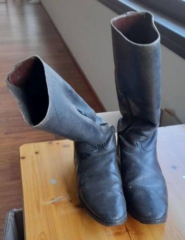 I - MILITARIA STORICA -  - WH   STIVALI NCO/UFF. CUOIO NERO  CHIODATI.