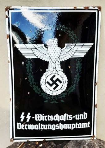 I - MILITARIA STORICA -  - SS   TARGA  in Ferro Smaltato �SS-Wirtschafts-und Verwaltungshauptamt��.