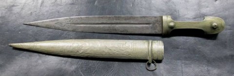 C - ARMI ANTICHE - PUGNALI (PU) - GRANDE KINDJAL  IN ARGENTO