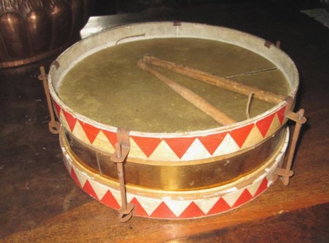 I - MILITARIA STORICA - EQUIPAGGIAMENTO (EQ) - TAMBURO + MAZZE  PER BANDA MILITARE �DJV�