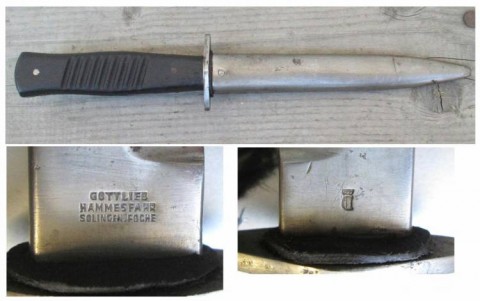 D - ARMI BIANCHE -  - PUGNALE  KAMPFMESSER  MOD. C  EBANO  (2 RIVETTI) .