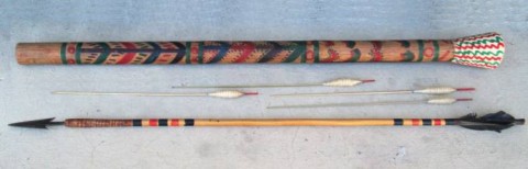 C - ARMI ANTICHE -  - CERBOTTANA CON 4 DARDI  +  FRECCIA  PER ARCO  SEC.XIX-XX.