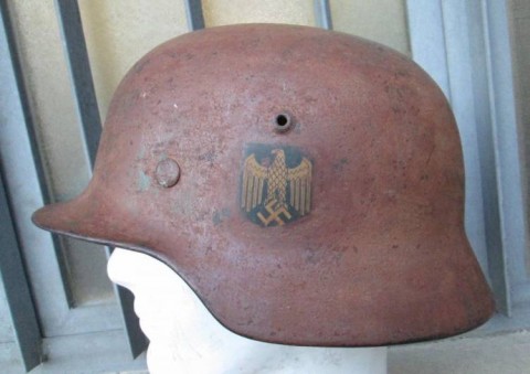 I - MILITARIA STORICA - ELMETTI (E) - ELMETTO M.35  KM � DAK BIFREGIO  MIM. MARRONE DESERT.