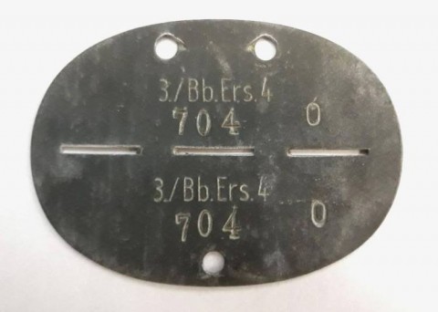 I - MILITARIA STORICA - DECORAZIONI (D) - PIASTRINA DI RICONOSCIMENTO ALL.  �3.Bb.Ers.4 704 �.