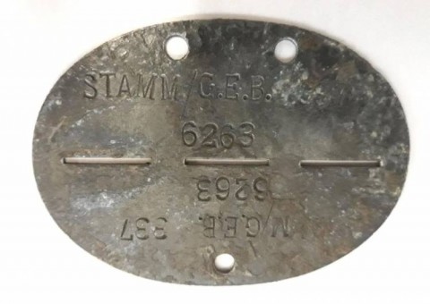 I - MILITARIA STORICA - DECORAZIONI (D) - PIASTRINA DI RICONOSCIMENTO Zinco  �STAMM  G.E.B.  337   6263�.