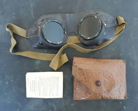 I - MILITARIA STORICA -  - OCCHIALI MULTIUSO 55%  + CUSTODIA + ISTRUZIONI.