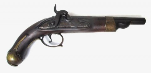 C - ARMI ANTICHE -  - PISTOLA A PIETRA TRASFORMATA A LUMINELLO.  TOSCANA, SEC. XVIII-XIX.