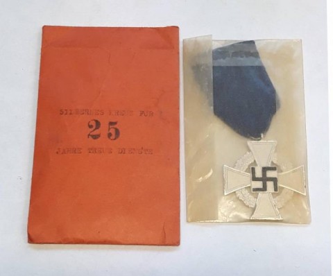 I - MILITARIA STORICA - DECORAZIONI (D) - CROCE SERVIZIO 25 ANNI + NASTRINO + BUSTINA.