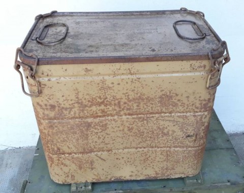 I - MILITARIA STORICA -  - LW-FJ  	CASSA  METALLO MIMETICA PORTAPARACADUTE DA LANCIO.