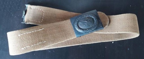 I - MILITARIA STORICA -  - LW  DAK   CINTURONE TRUPPA/SOTT.  FIBBIA IN FERRO BLU.