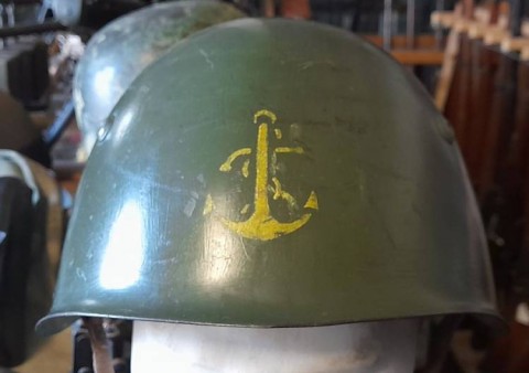 I - MILITARIA STORICA -  - ELMETTO  M.33  M. R.S.I.  VERDE, ANCORA GIALLA.