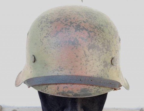 I - MILITARIA STORICA -  - HEER   ELMETTO M.42  MONOFREGIO  MIM. 3 COLORI NORMANDIA.