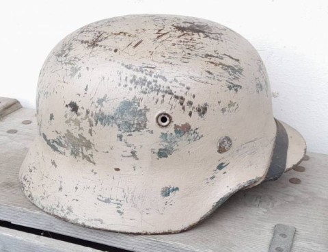I - MILITARIA STORICA - ELMETTI (E) - HEER   ELMETTO M.40  MIM. BIANCO CREMA CONTINENTALE/INVERNALE.
