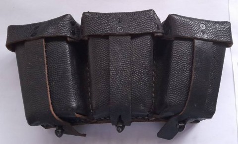 I - MILITARIA STORICA - EQUIPAGGIAMENTO (EQ) - WH   GIBERNA Tripla  x  K98k   Cuoio Nero. 