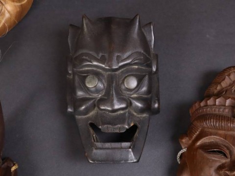 A - ANTIQUARIATO -  - 0038-7    Piccola Maschera Noh - Legno - Oni    Periodo Shōwa.