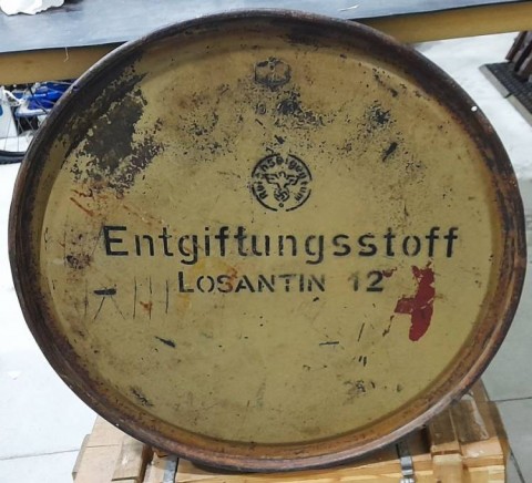 I - MILITARIA STORICA -  - WH   COPERCHIO  BIDONE   �Entgiftungsstoff Losantin 12�  GIALLO CONTINENTALE.