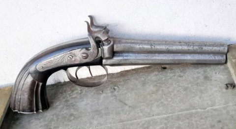 F - ARMI DISATTIVATE -  - PISTOLA   A  2 CANNE SOVRAPPOSTE  A  LUMINELLO,  BELGIO   Sec. XIX.