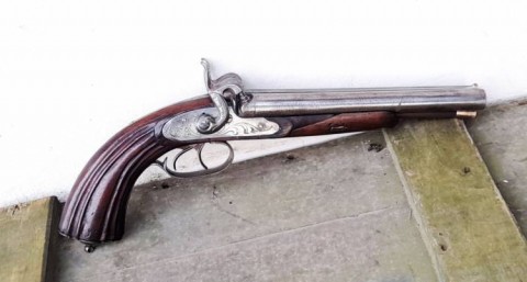 C - ARMI ANTICHE -  - TERZETTA  a Luminello  2 Canne giustapposte.  Belgio, 1850.