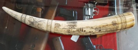 A - ANTIQUARIATO -  - Scrimshaw.  Dente inciso e dipinto.   Arte Marinara.  Sec. XX.  -1-